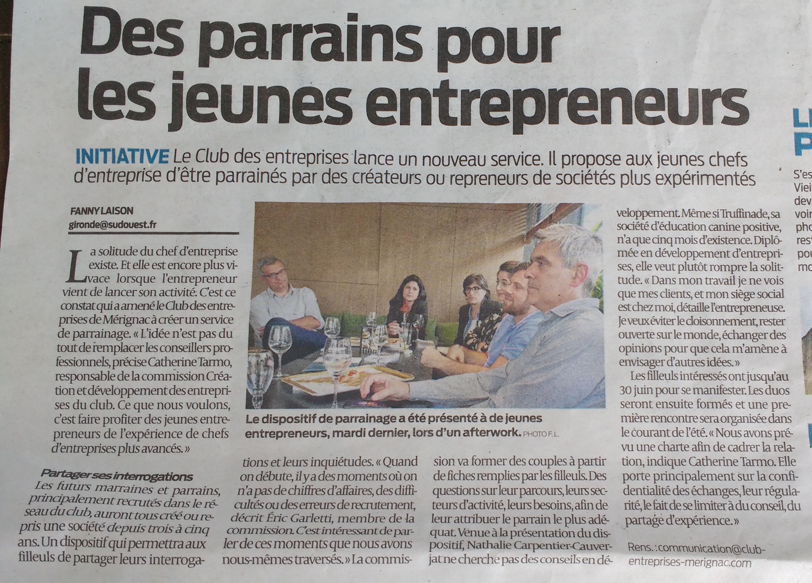 TRUFFINADE SUD OUEST 06.18. - Des parrains pour les jeunes entrepreneurs