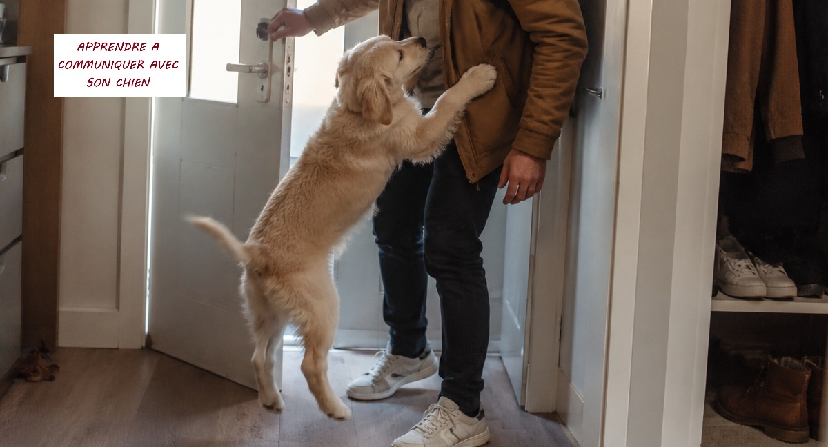 Un chiot pot de colle